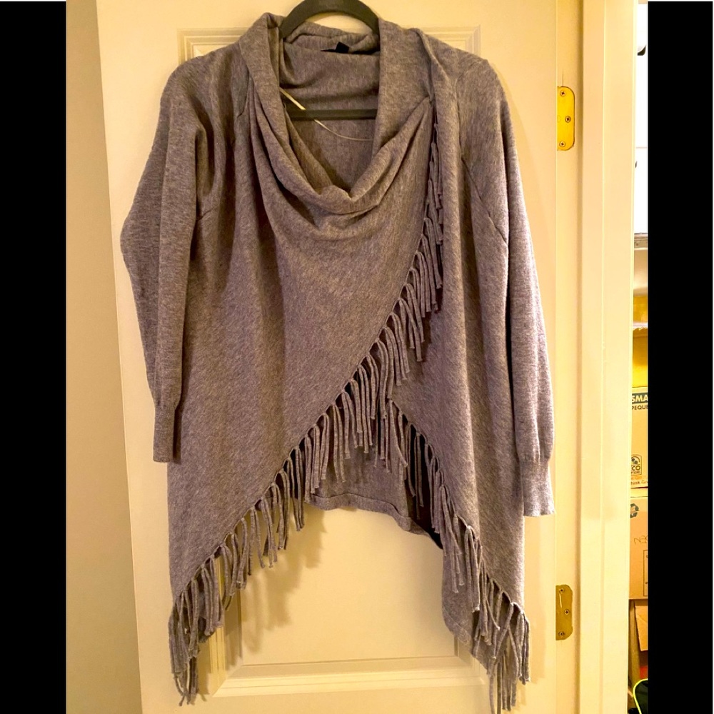 Fringed Poncho Style Sweater